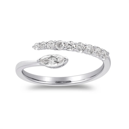 CIR10- 14K White Gold Tapered Coil 0.58CT Diamond Adjustable Ring