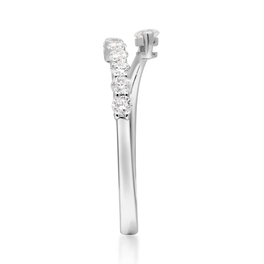 CIR10- 14K White Gold Tapered Coil 0.58CT Diamond Adjustable Ring
