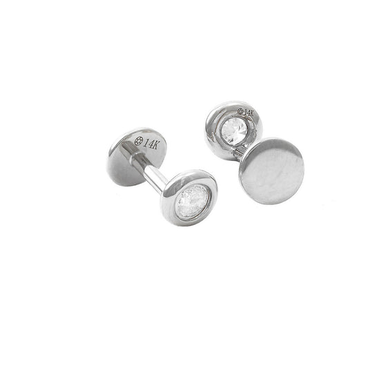170N - 14K White Gold Round Bezel .10CT Diamond Stud Earrings