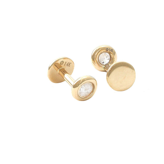 170N - 14KY Round Bezel Diamond Earrings