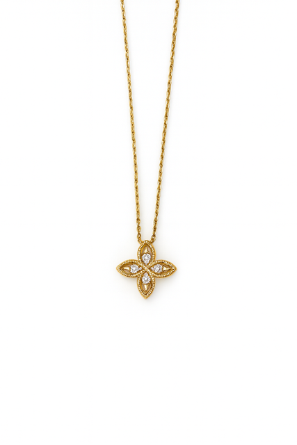 IMS7- 14KY 4 Leaves Diamonds Necklace