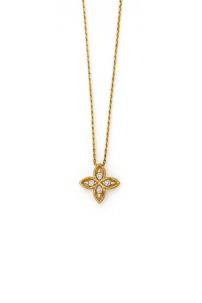 IMS7- 14KY 4 Leaves Diamonds Necklace
